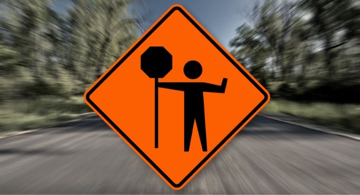 Lane closures with flagging