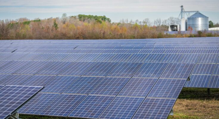 Solar panels on a field