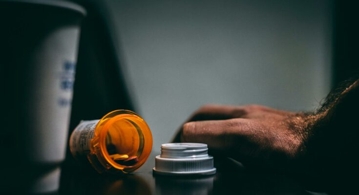 Prescription bottle on table