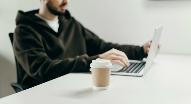 Man using laptop