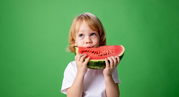 Girl eating watermelon
