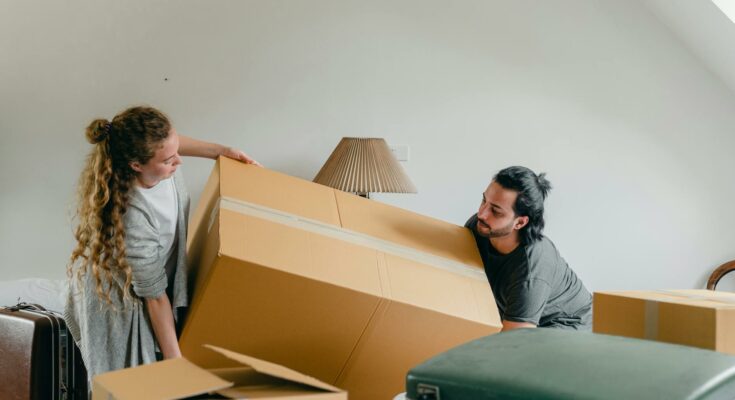 Man and woman moving