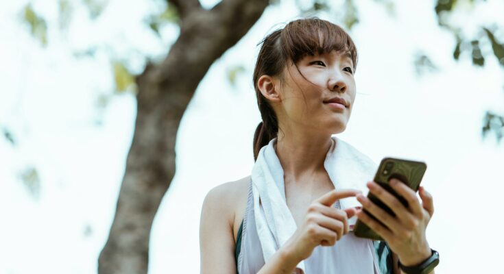 Smartphone in park