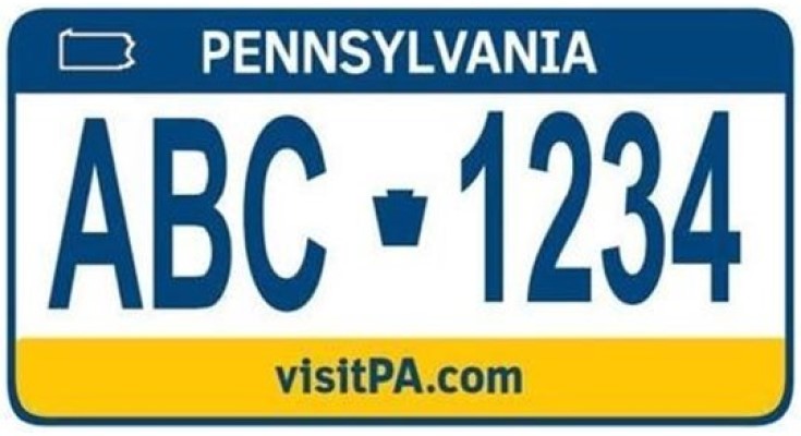 PA Sample Standard Issue Registration Plate