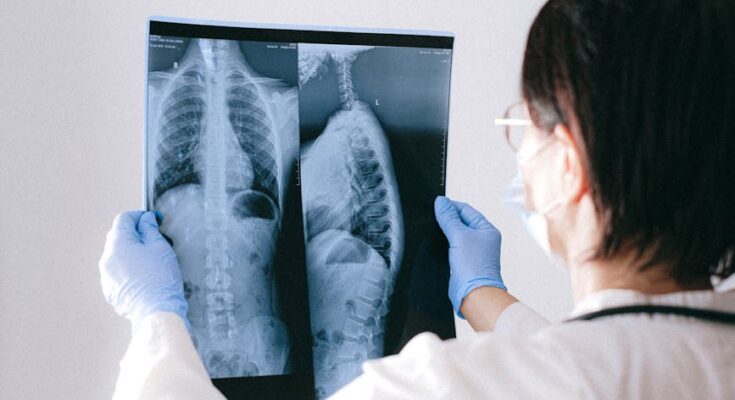 A doctor holding an x ray result