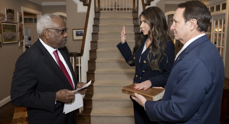On January 25, Kristi Noem is sworn in as the Secretary of the Department of Homeland Security