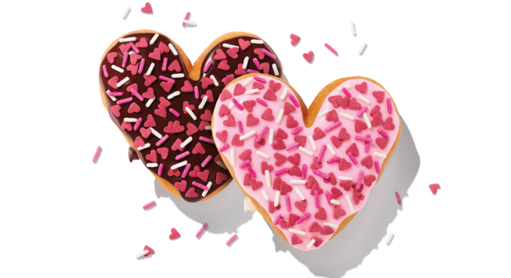 Dunkin' Brownie Batter Specialty Donut and Cupid's Choice Specialty Donut