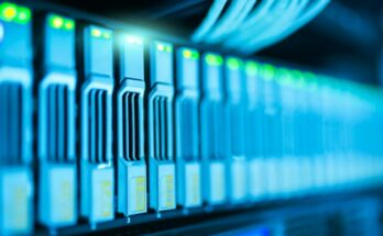 Close up photo of data center