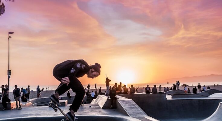 Man skating on skate field