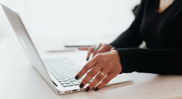 Woman using laptop