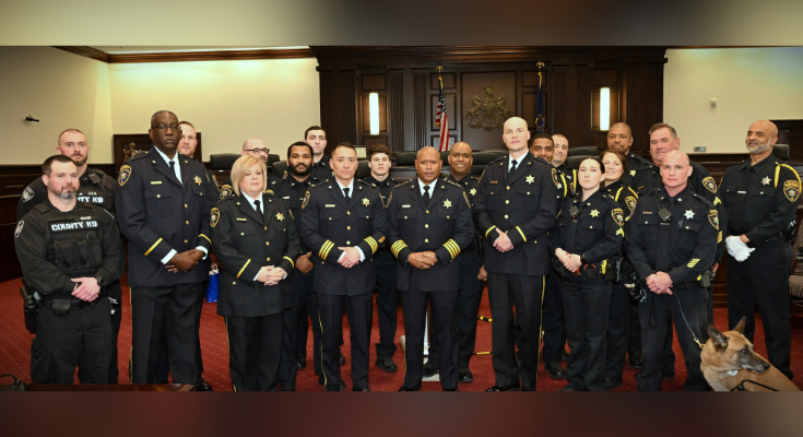 Chester County Sheriff Kevin Dykes with new deputies, promotions and retirements