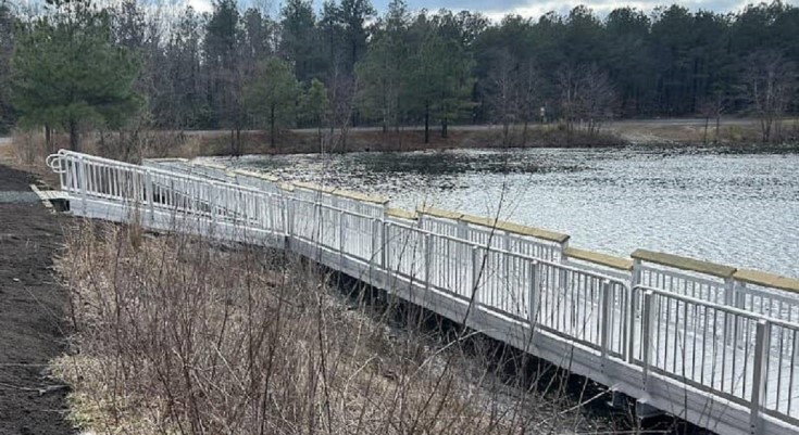 New fishing piers installed by DNREC at Newton Pond