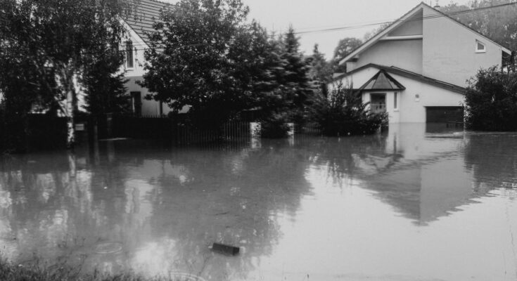 Flooded neighborhood street