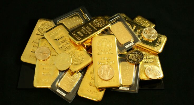 Gold bars and coins