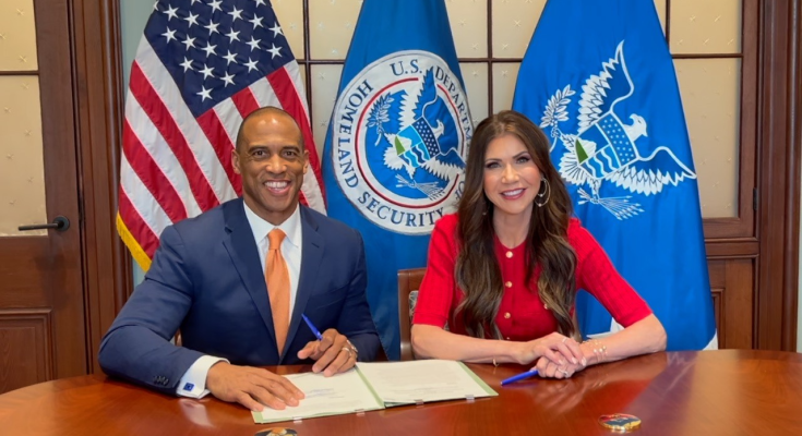HUD Secretary Scott Turner, DHS Secretary Kristi Noem
