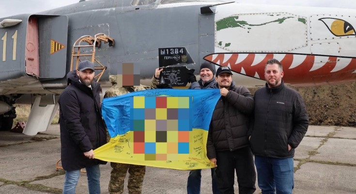 Ukrainian aviators thanking VfU for bringing survival gear to Ukraine