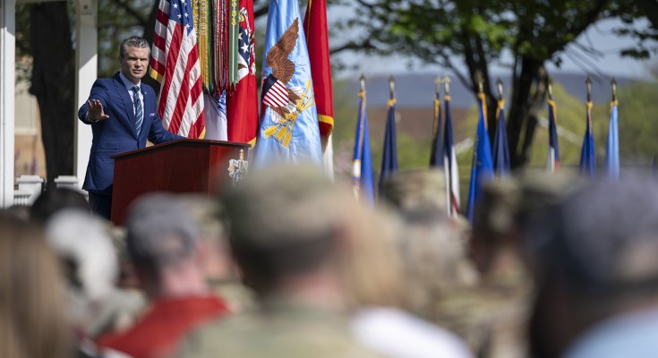 Defense Secretary Pete Hegseth delivers remarks to troops