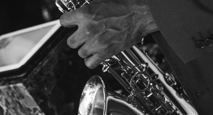 A person playing a saxophone