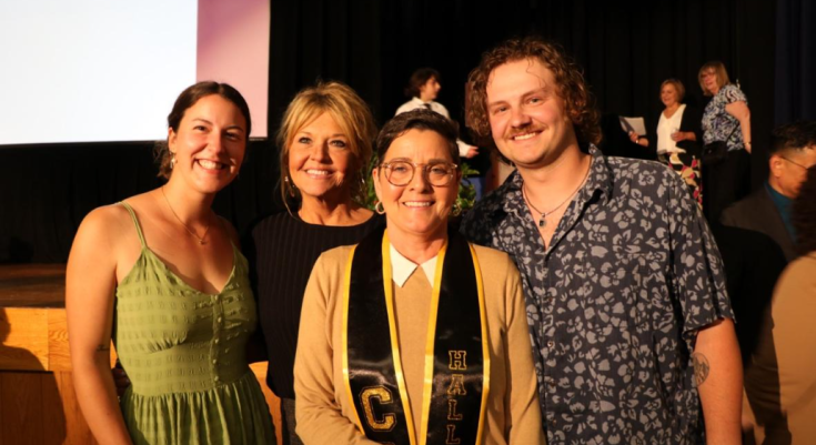 Sue Mateka, CCIU Hall of Fame inductee, poses with her family