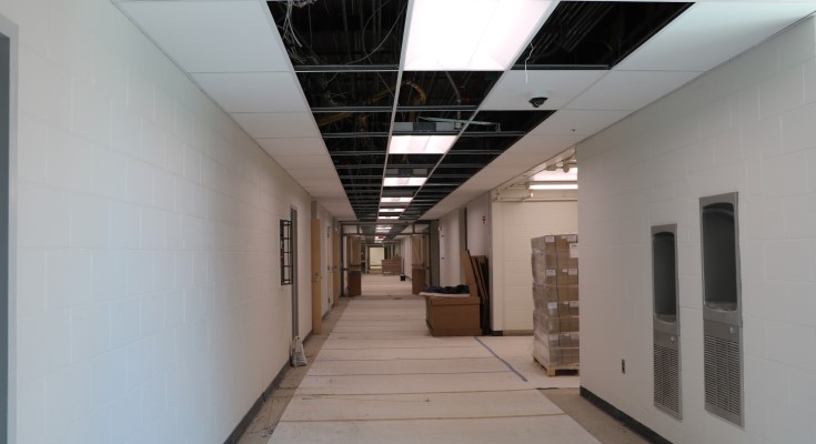Indoor construction progress at the Child and Career Development Center's Engle campus