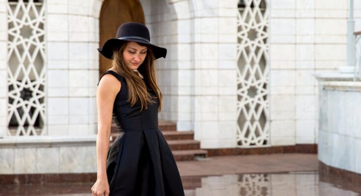 Woman in a black dress
