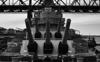 Main guns of the museum ship USS Massachusetts