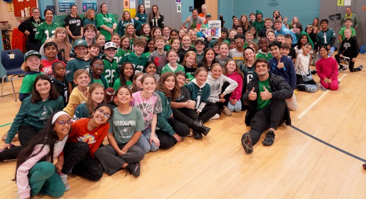 Philadelphia Eagles' Will Shipley encourages Downingtown students to lead with kindness and hard work