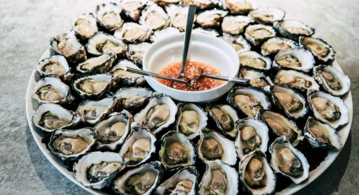 Oysters on plate