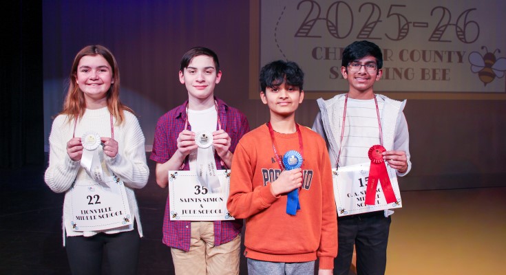 The winners of the Chester County Spelling Bee