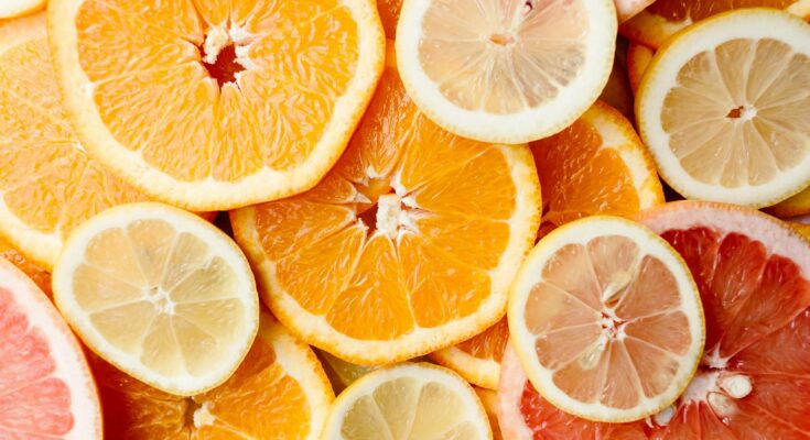 Sliced orange fruits