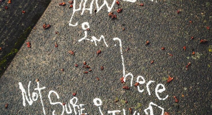 Message on a wet pavement