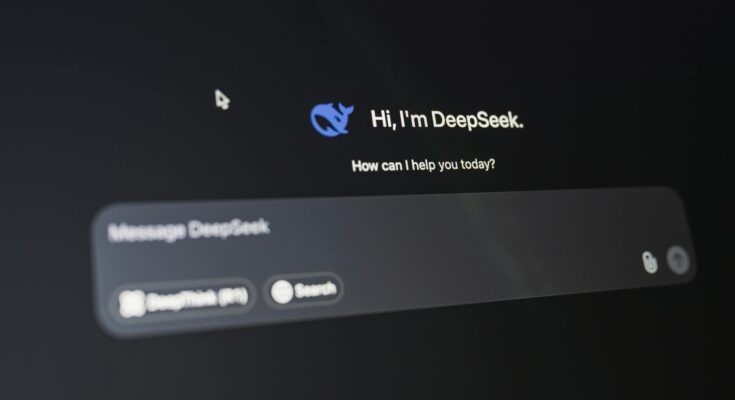 Close up of DeepSeek AI interface on screen