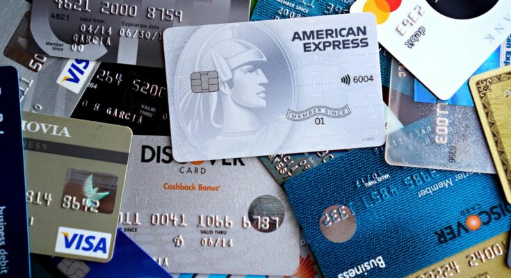 Diverse collection of credit and debit cards