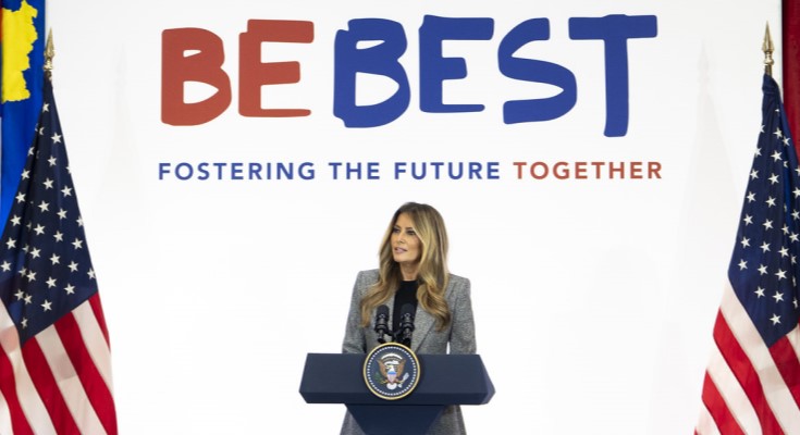 First Lady Melania Trump delivers remarks at the Fostering the Future Together Global Coalition Summit.