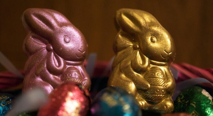 Easter chocolate bunny display
