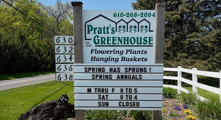Pratt's Greenhouse Sign