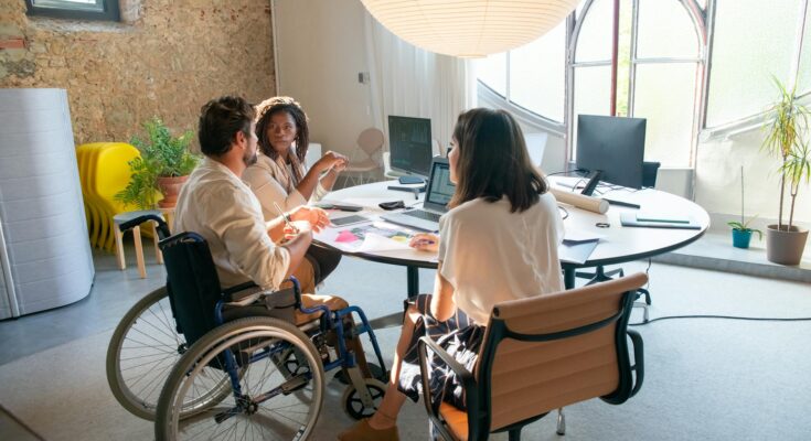 people having a meeting at the office