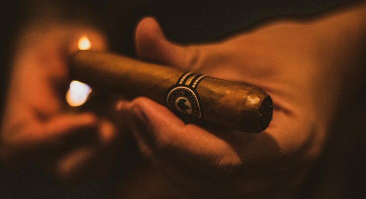 close up shot of a person holding a cigar