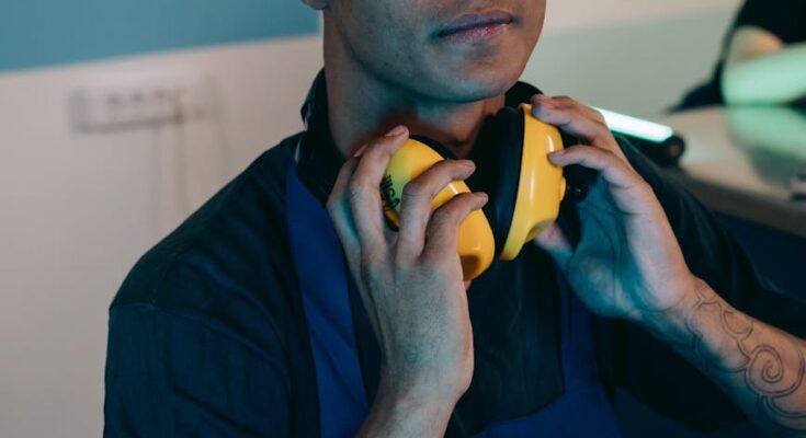 a man holding his headphones
