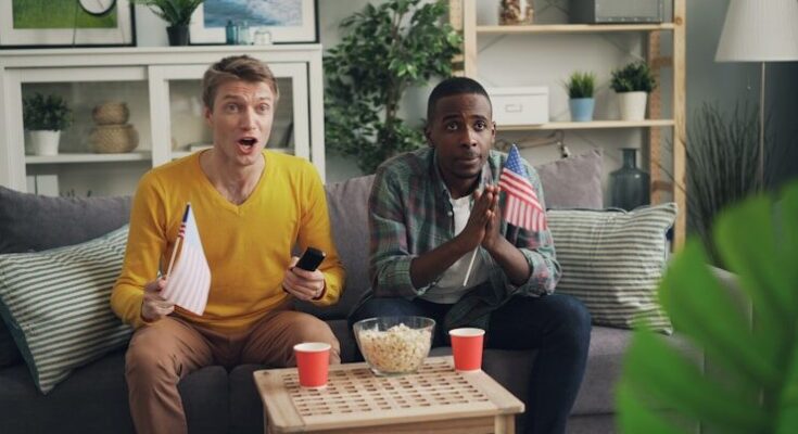 men watching television