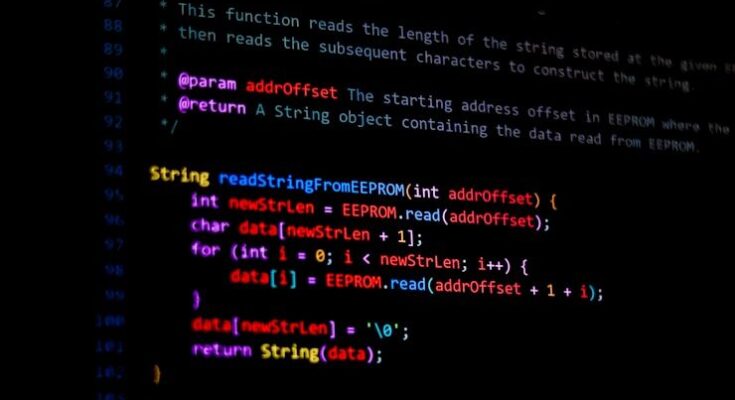 Code written on a screen