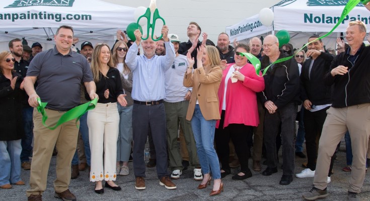 Nolan Painting team cuts the ribbon at a prior office opening with Greater West Chester Chamber of Commerce