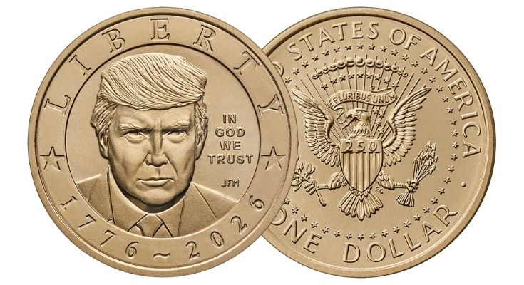 Semiquincentennial President Donald J. Trump 2026 $1 Coin Rolls & Bags