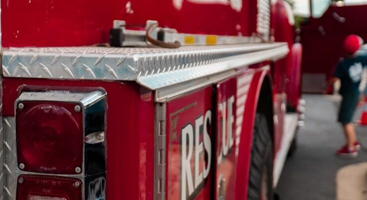 red and white fire truck
