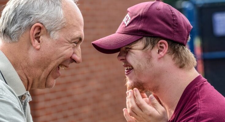 two man laughing at each other