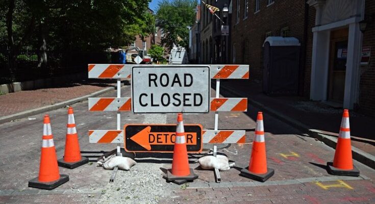 A road closed sign