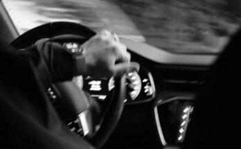 Someone drives a car at night
