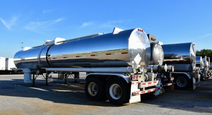 a large truck with a large tank on the back