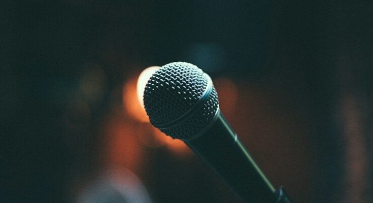 a microphone that is sitting on a stand