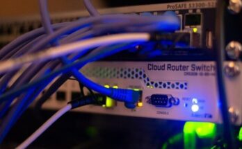 a close up of a network with wires connected to it